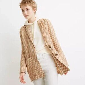 Madewell Linen Dorset Blazer in Gingham Check